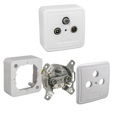 STERNDISCOUNT Caja de antena 3 velocidades SAT cable BK caja final HDTV UHD clase A 4K empotrado y empotrado