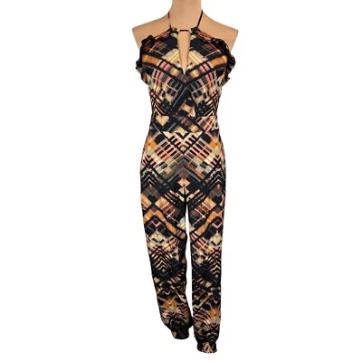 Mono Bebe Halter Estampado Geométrico Sin Mangas Cerradura Informal Retro Ropa de Club Foto 1 de 4