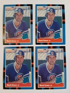 1988 Donruss Mark Grace bewertet Rookie #40 Baseballkarte Chicago Cubs (4 Karten Lot) - Bild 1 von 2