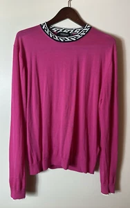 Versace Sweater Womens XXL 48 Fuchsia Pink Greca Logo 046D7422EB728 Luxury Italy - Picture 1 of 11