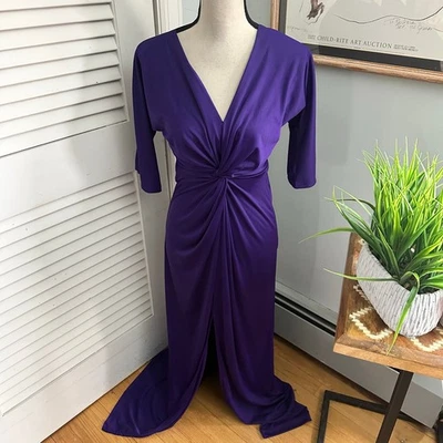 Vestido Koh Koh Para Mujer Pequeño Púrpura Maxi Frontal Abertura Cóctel Noche Vacaciones Glamour Foto 1 de 4