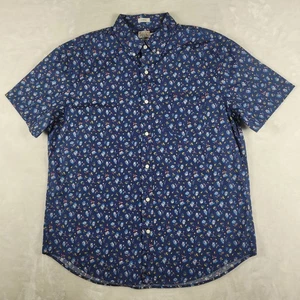 J. Crew Short Sleeve Button Down Shirt Men's Large Blue Floral Secret Wash - Picture 1 of 7