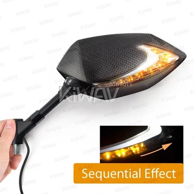 Juego Espejos Lucifer Fibra Carbono Estilo 2 Colores LED Secuencial Personalizado Moto Foto 1 de 4