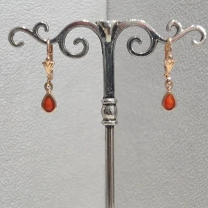 Korallen Schmuck Ohrringe Vintage Retro Trachten Sterling Silber 925/- vergoldet - Bild 1 von 7
