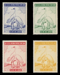1957 ASDA STAMP SHOW POSTER STAMPS, PERFORATED - SET OF 4 - Picture 1 of 2