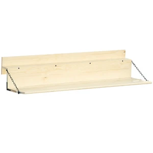 Outsunny Hanging Deck Table, Foldable Balcony Desk, Natural - Picture 1 of 11