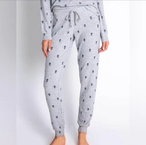 P.J. Salvage Womens Grey Skull Jogger Pajama Pants L NWT - Picture 1 of 6