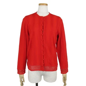 USED Christian Dior cardigan M cotton/Rayon Red knit - Picture 1 of 15