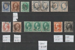 US # 156--------- #190 VF used, series 1870 Bank Note period cv= $ 200 - Photo 1/2