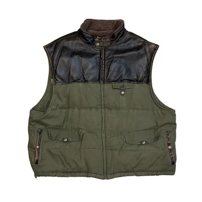 Colete de couro vintage tamanho 6XL Marc Buchanan Pelle Pelle raro com zíper Y2K Sherpa - Imagem 1 de 4