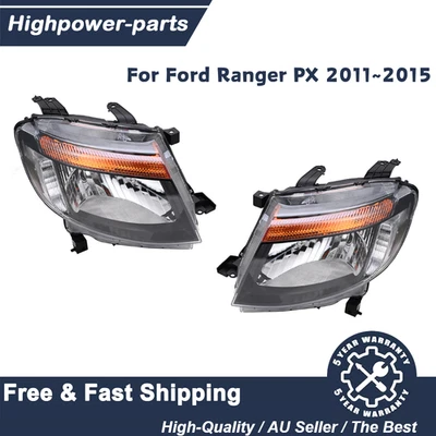 Pair Head Light Lamp Black For Ford Ranger PX 2011-2015 XL XLS Wildtrak  LH + RH - image 1 of 4