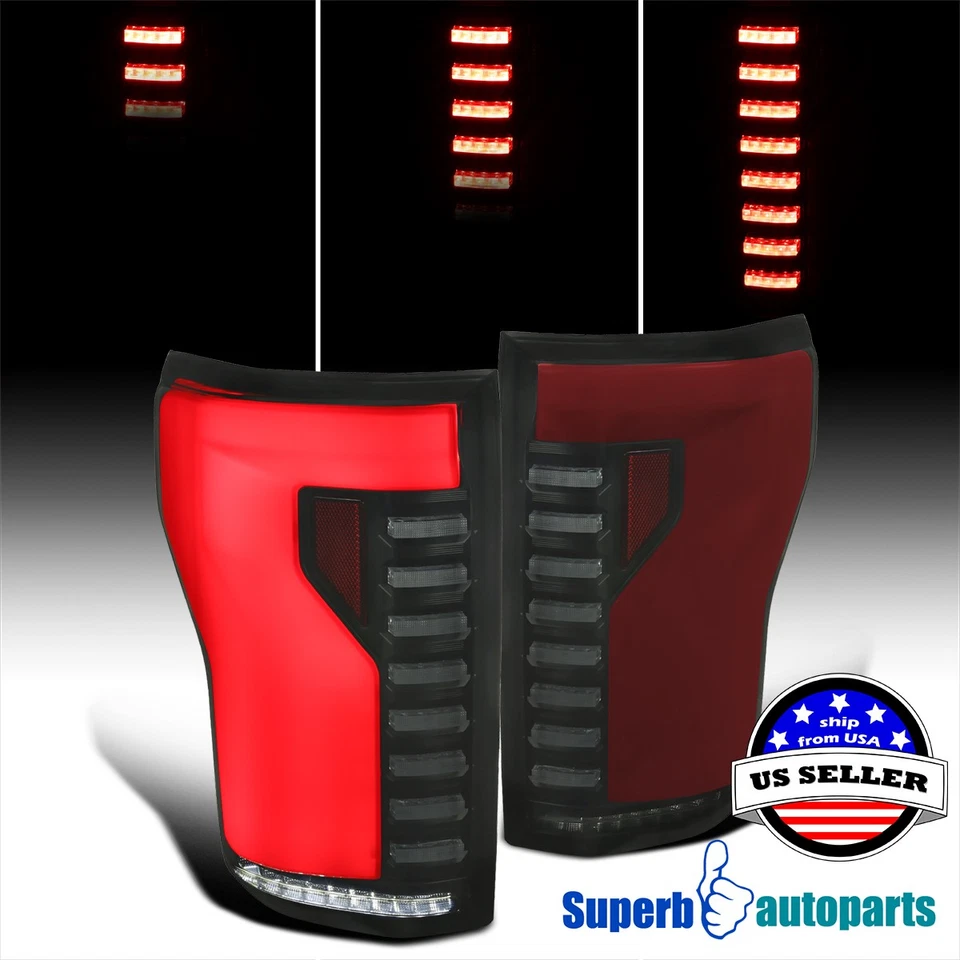 For 2015-2017 Ford F150 Black Red Smoke Tail Lights Sequential LED turn signal Foto 1 de 4