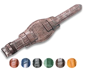 Handmade Genuine Crocodile Skin Leather Bund Watch Strap Band 18mm/24mm - Picture 1 of 10