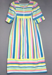 Vintage Styled by Saybury weicher Plüsch Morgenmantel Damen M gestreift 3/4 Ärmel 1/2 Reißverschluss - Bild 1 von 12