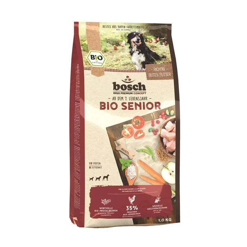 Bosch Dog Bio Senior Hühnchen & Preiselbeere 1kg Hundefutter Trockenfutter - Bild 1 von 1