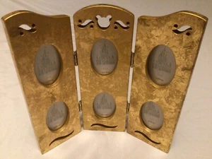 Disney Tri Fold Picture Frame~Gold Baroque~Mickey Mouse~Holds 6 Pictures~VGC! - Picture 1 of 9