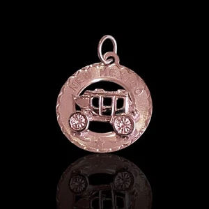 Crea Sterling Silver 925 New Mexico Pendant Charm Stage Coach Carriage - Picture 1 of 6