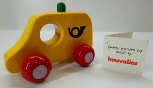 VTG KOUVALIAS GREEK RARE ECOLOGICAL YELLOW WOODEN TRUCK ELTA POST CARRIER - Picture 1 of 7