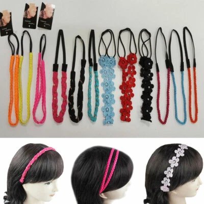 12 piezas Diadema Mixta Encaje Elástico Diadema Banda Doble Envoltura Turbante para el Cabello Foto 1 de 4
