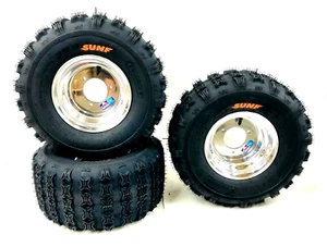 Honda ATC 70 DWT Front and Rear Wheels Rims Sunf A027 Trails XC Tires 18" - Picture 1 of 5