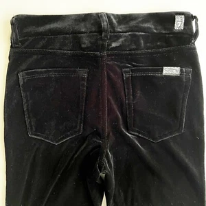 7 For all Mankind Girls Black Velvet Stretch Pant Jeans Zip Straight Leg Sz 12 - Picture 1 of 10