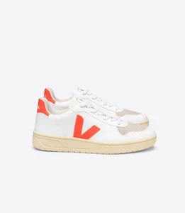 Veja V-10 CWL bianco arancione suola burro fluo - Foto 1 di 3