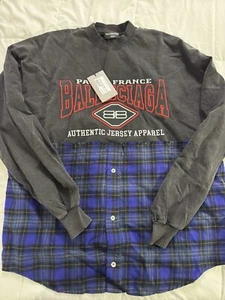 balenciaga Half Long Sleeve Half flannel Unisex Size L - Picture 1 of 7