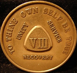 Alcoholics Anonymous AA 8 year Bronze Medallion Token chip Sober coin - Picture 1 of 6