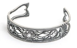 Art Nouveau Silver Crystal Wrist Torc Bangle - Picture 1 of 5