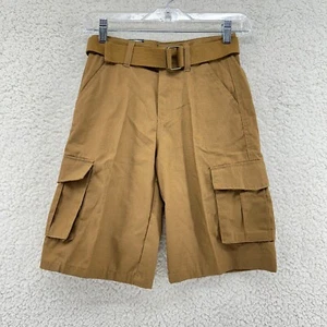 NWT Old Skool Boys Sz 7 Tan Khaki Bronze Cargo Shorts Fabric Belt Pockets - Picture 1 of 6
