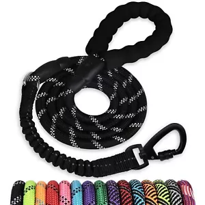 Correa de cuerda para perro de 3 pies: correas de alta resistencia con gancho giratorio bloqueable, negra - Imagen 1 de 7
