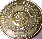 Alcoholics Anonymous 24 Hour Aa Bronze Medallion Chip Coin Token Sobriety Sober