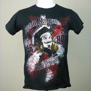 Captan Morgan Spiced Rum Small Black T-Shirt Pirate Ship - Picture 1 of 4