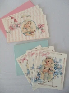 Tarjetas de felicitación Agara 7 ene sin usar vintage 4 Ashley Boy 3 Cynthia 1990 victorianas - Imagen 1 de 5
