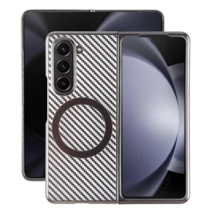 For Samsung Galaxy Z Fold5 6D Plated Carbon Fiber Clear Magsafe PC Phone Case - Photo 1 sur 2