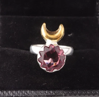 Anel de prata esterlina 925 pedra preciosa rodolita natural todos os tamanhos presente de Natal EA - Imagem 1 de 4