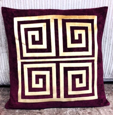 Funda de almohada decorativa barroca 4 lados llave/borde griego granate y dorado Foto 1 de 3