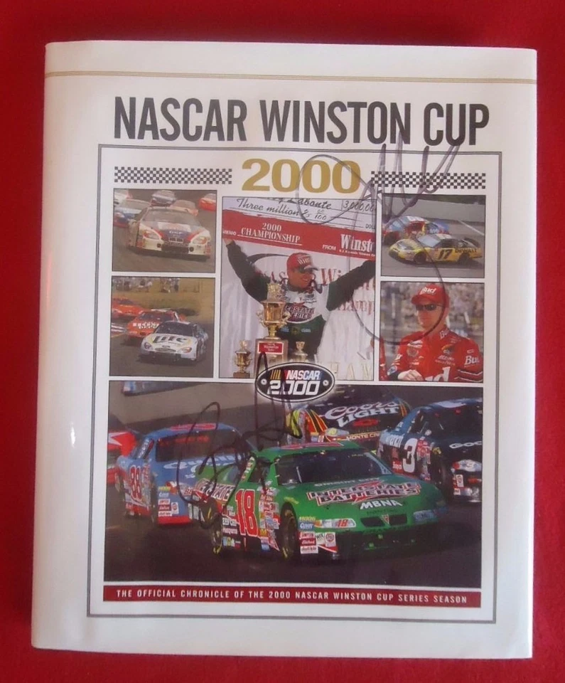 Anuario NASCAR 2000 tapa dura firmado por Bobby Labonte y Joe Gibbs Copa Winston Foto 1 de 4