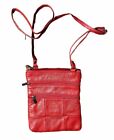 Red Genuine Leather Patchwork Style Purse Shoulder Bag Crossbody