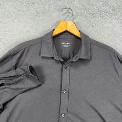 UNTUCKit Button Up Shirt Adult 2XL Dark Grey 100% Cotton Casual Long Sleeve Mens - Image 1 of 4