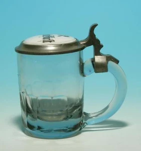 Bierkrug Berbau. Zinndeckel mit Porzellaneinsatz "WILHELM FÜRST", um 1910. - Picture 1 of 3