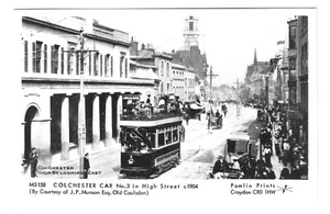 ESSEX - STRASSENBAHNWAGEN Nr. 3 in HIGH STREET, COLCHESTER um 1904 Pamlin Drucke Postkarte - Bild 1 von 1