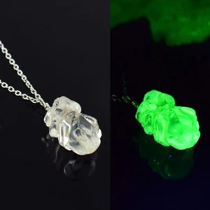 Natural Raw Hyalite Opal Pendant UV Reactive Color Changing Necklace 925 Silver - Picture 1 of 4