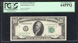 FR. 2014-K 1950-D $10 FRN FEDERAL RESERVE NOTE DALLAS, TX PCGS UNC-64PPQ - Picture 1 of 2