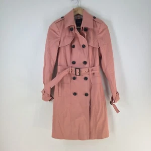Portmans womens trench coat size 6 pink long sleeve belted cotton 113962 - Picture 1 of 9