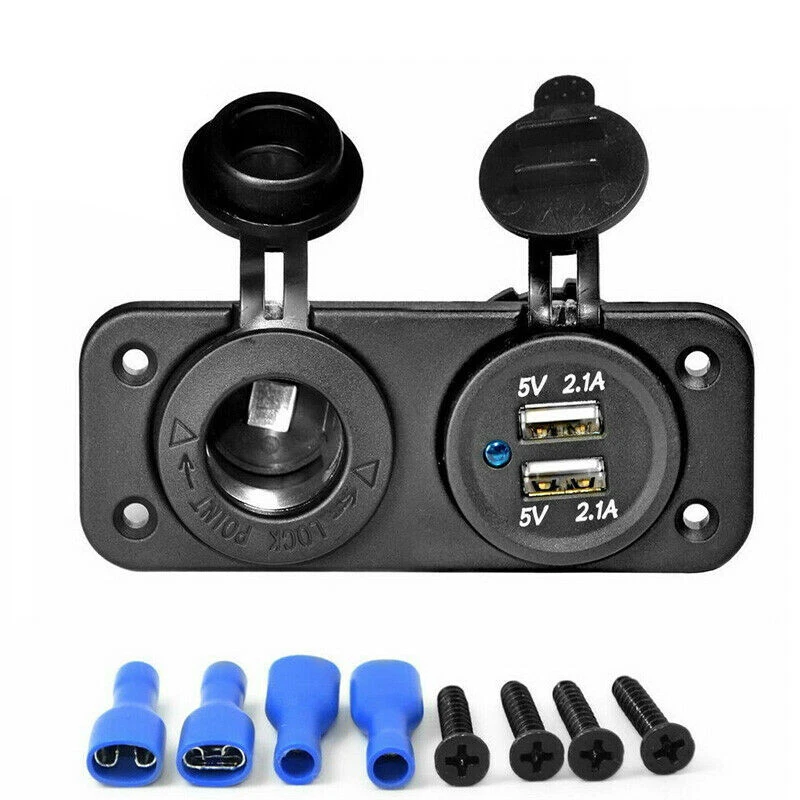 Dual USB Car Cigarette Lighter Socket Splitter 12V Charger Power Adapter Outlet - Image 1 of 4