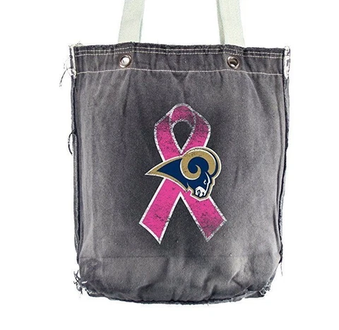 NFL St. Louis Rams Breast Cancer Awareness Vintage Shopper Tote Bag, Denim Cover