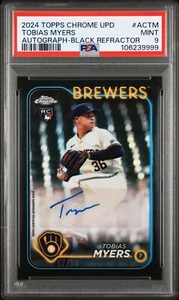 2024 Topps Chrome Update Tobias Myers Black Rookie Auto /10 Brewers PSA 9 - Picture 1 of 3