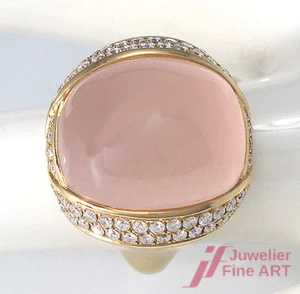 Ring Size 54 Rose Gold Diamonds Brillants 1 Rose Quartz New - Picture 1 of 6