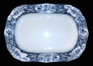 Schöne antike Wood & Sons "Buddha" 14 Zoll Fluss blau ovale Platte - Bild 1 von 10